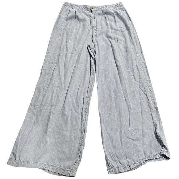 ANA Lyocell Wide Leg Pants Womens Sz 14 Blue 76163-5 Casual Quiet Luxury Beachy - Picture 1 of 8